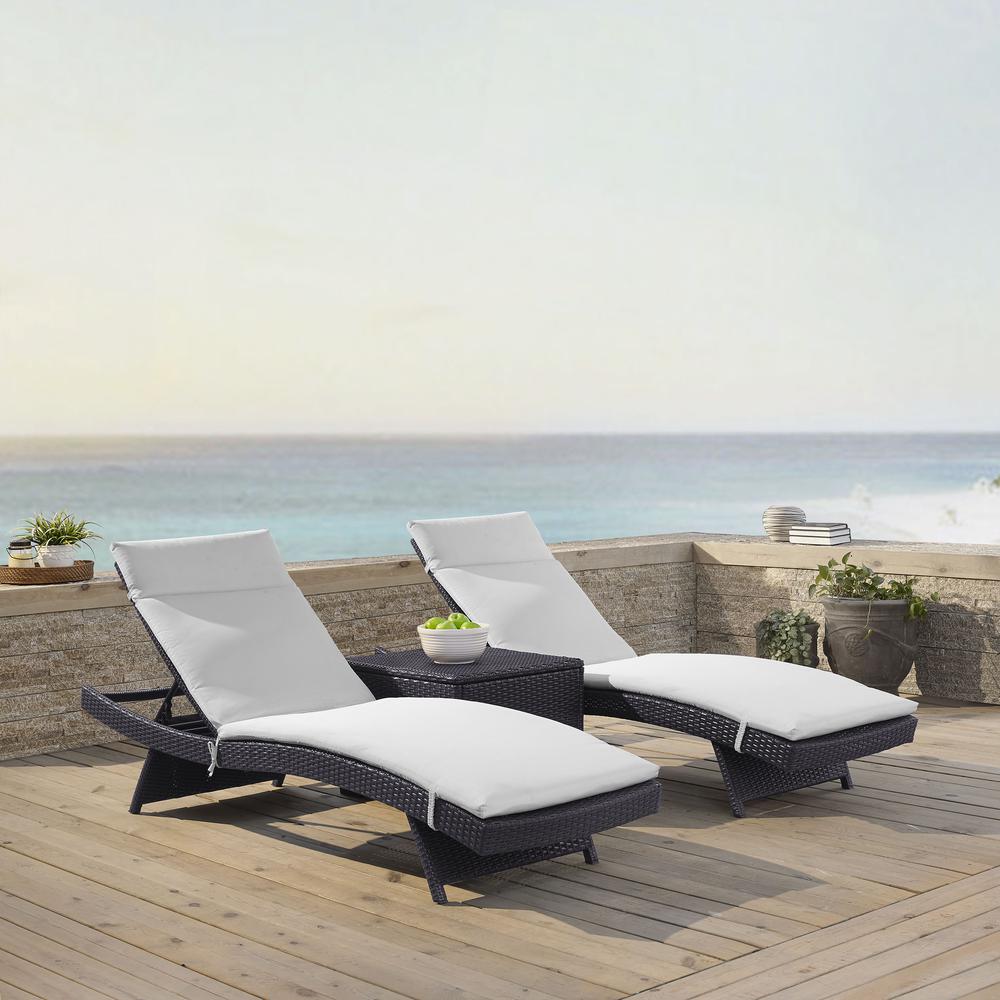Biscayne Outdoor Wicker Chaise Lounge White/Brown. Picture 2