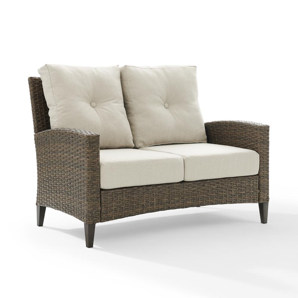 Rockport High Back Wicker Outdoor Loveseat. Picture 13