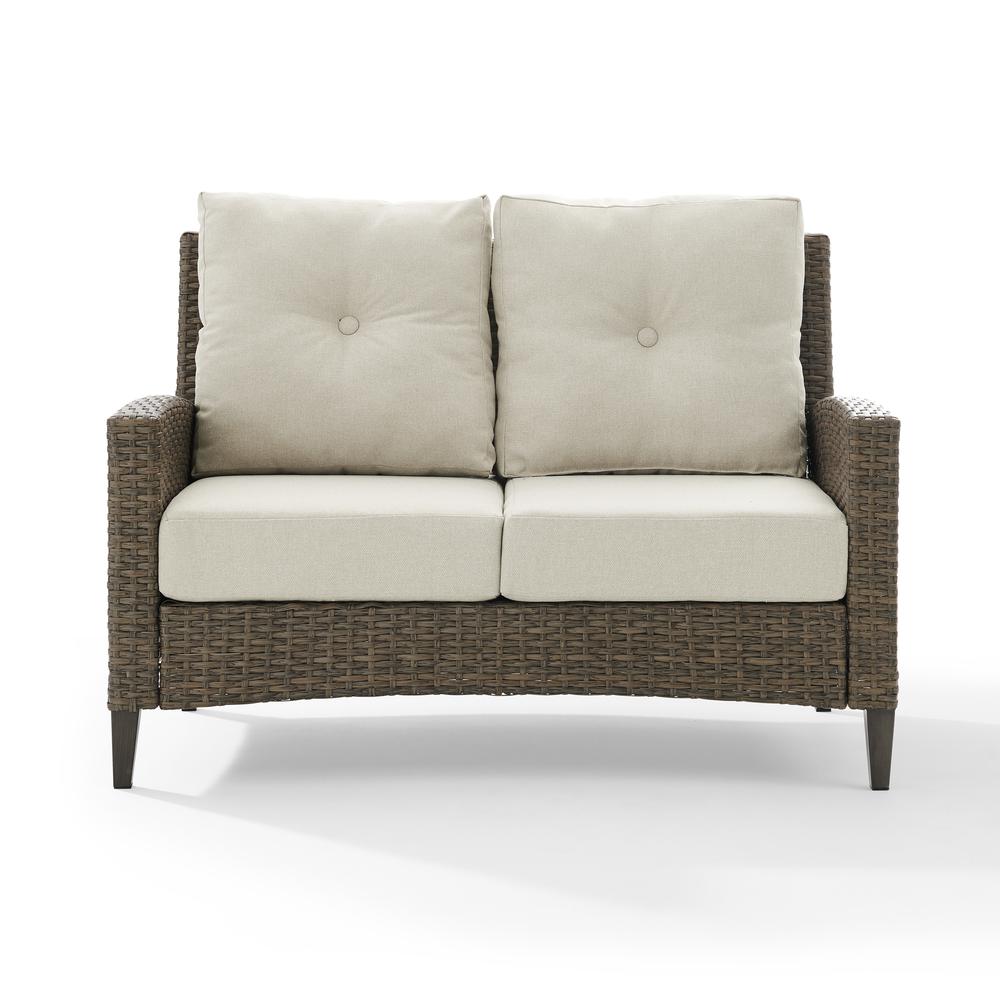Rockport High Back Wicker Outdoor Loveseat. Picture 7