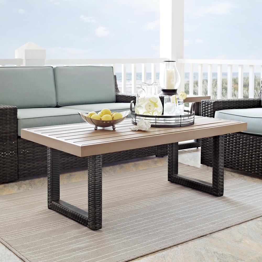 Beaufort Outdoor Wicker Coffee Table Mist/Brown. Picture 2