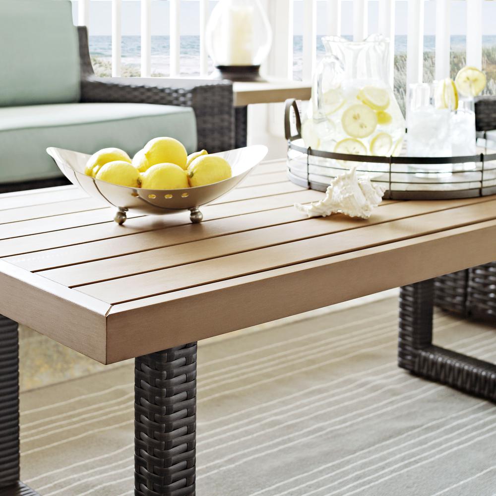 Beaufort Outdoor Wicker Coffee Table Mist/Brown. Picture 3