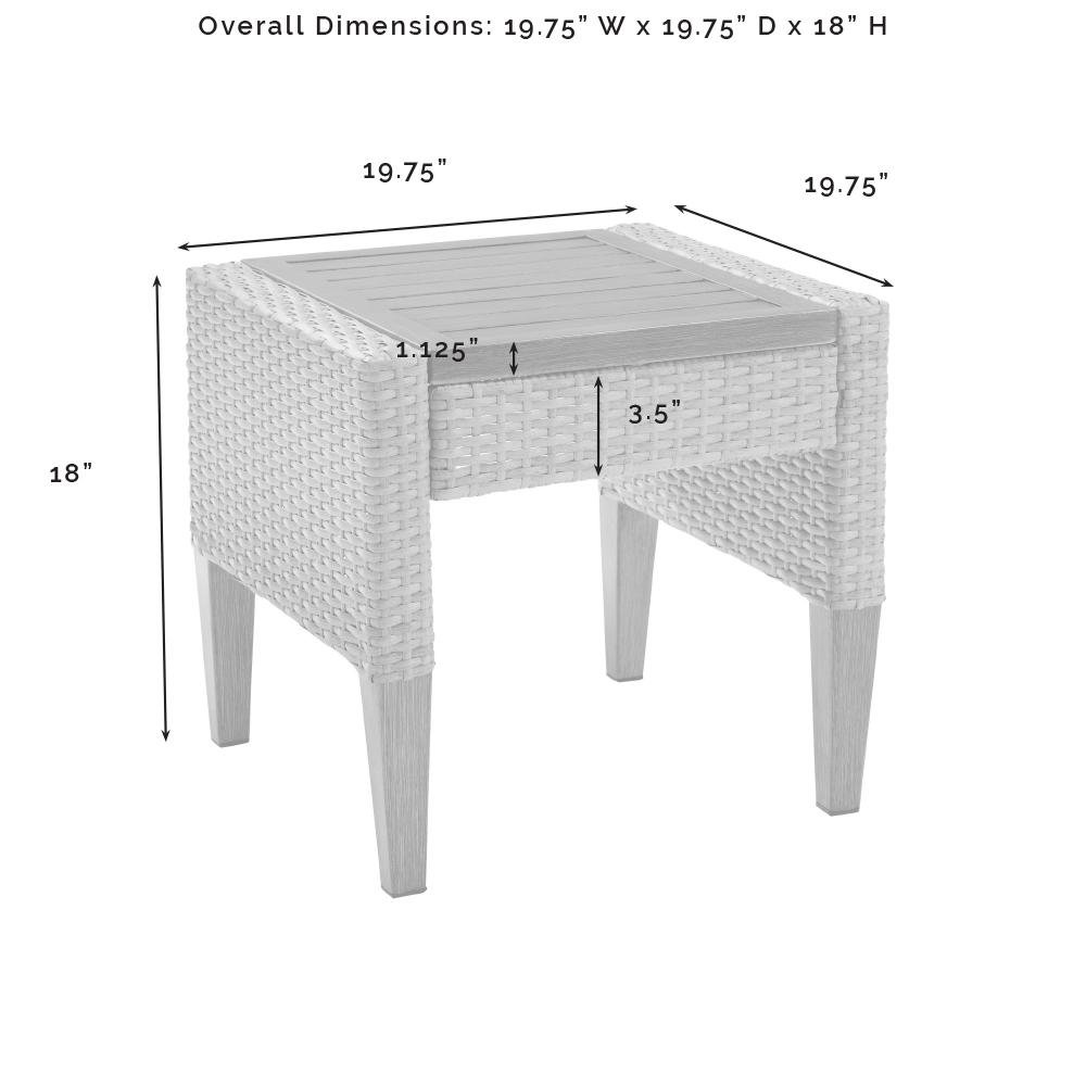 Gray Outdoor Wicker Side Table with Steel Frame for Patio Use. Picture 5