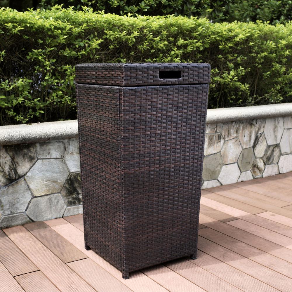 Palm Harbor Wicker Outdoor Trash Can. Picture 3