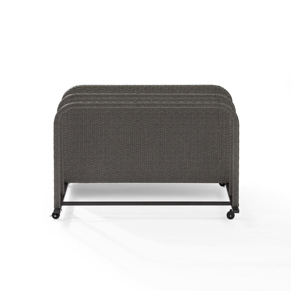 Gray Wicker Pool Cart with Caster Wheels for Pool Float and Toy Storage. Picture 6