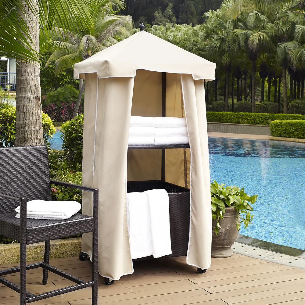Palm Harbor Wicker Outdoor Storage Towel Valet. Picture 5