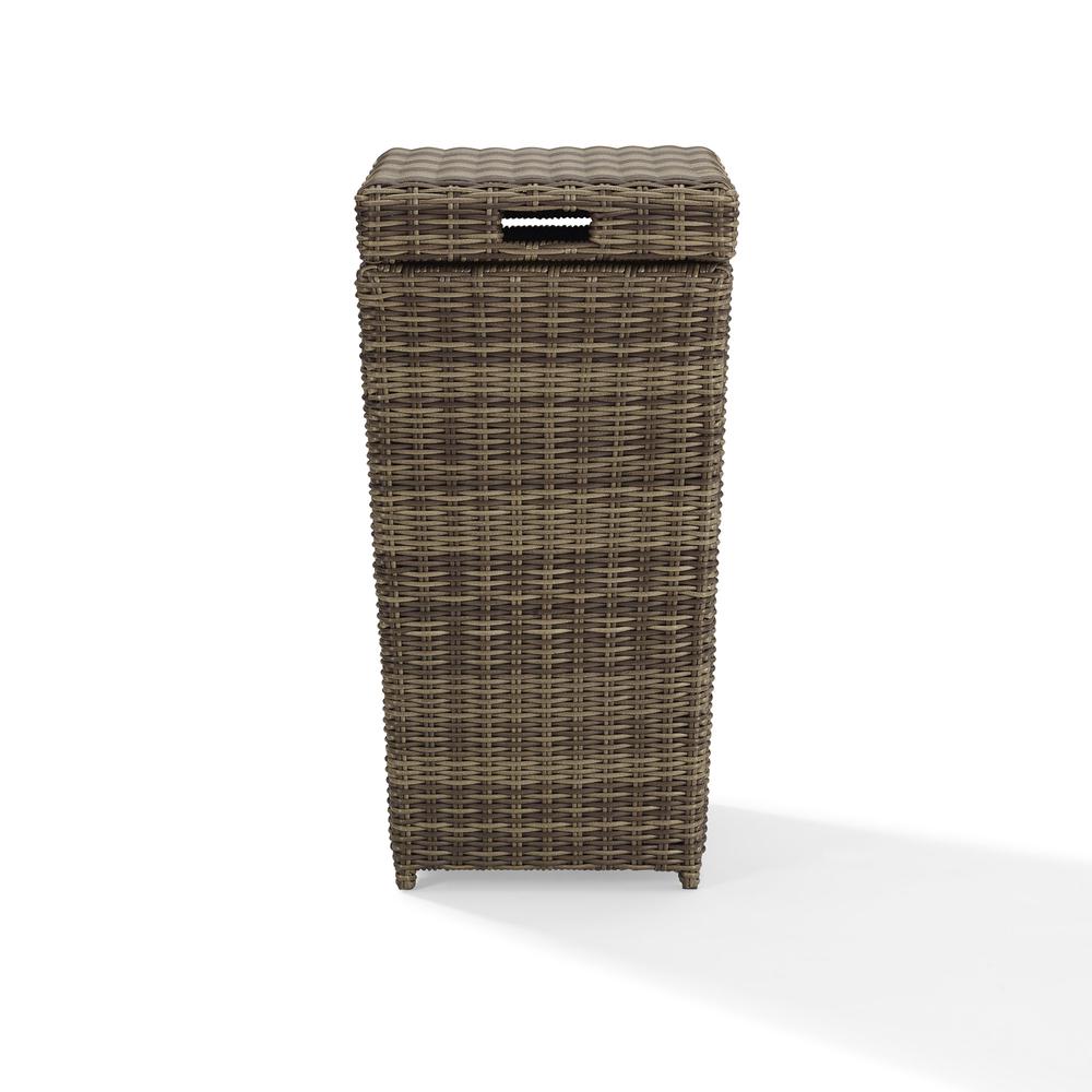 Bradenton Outdoor Wicker Trash Can Weathered Brown. Picture 1