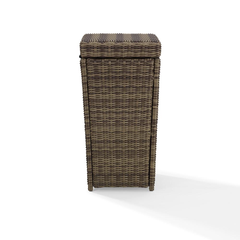 Bradenton Outdoor Wicker Trash Can Weathered Brown. Picture 7