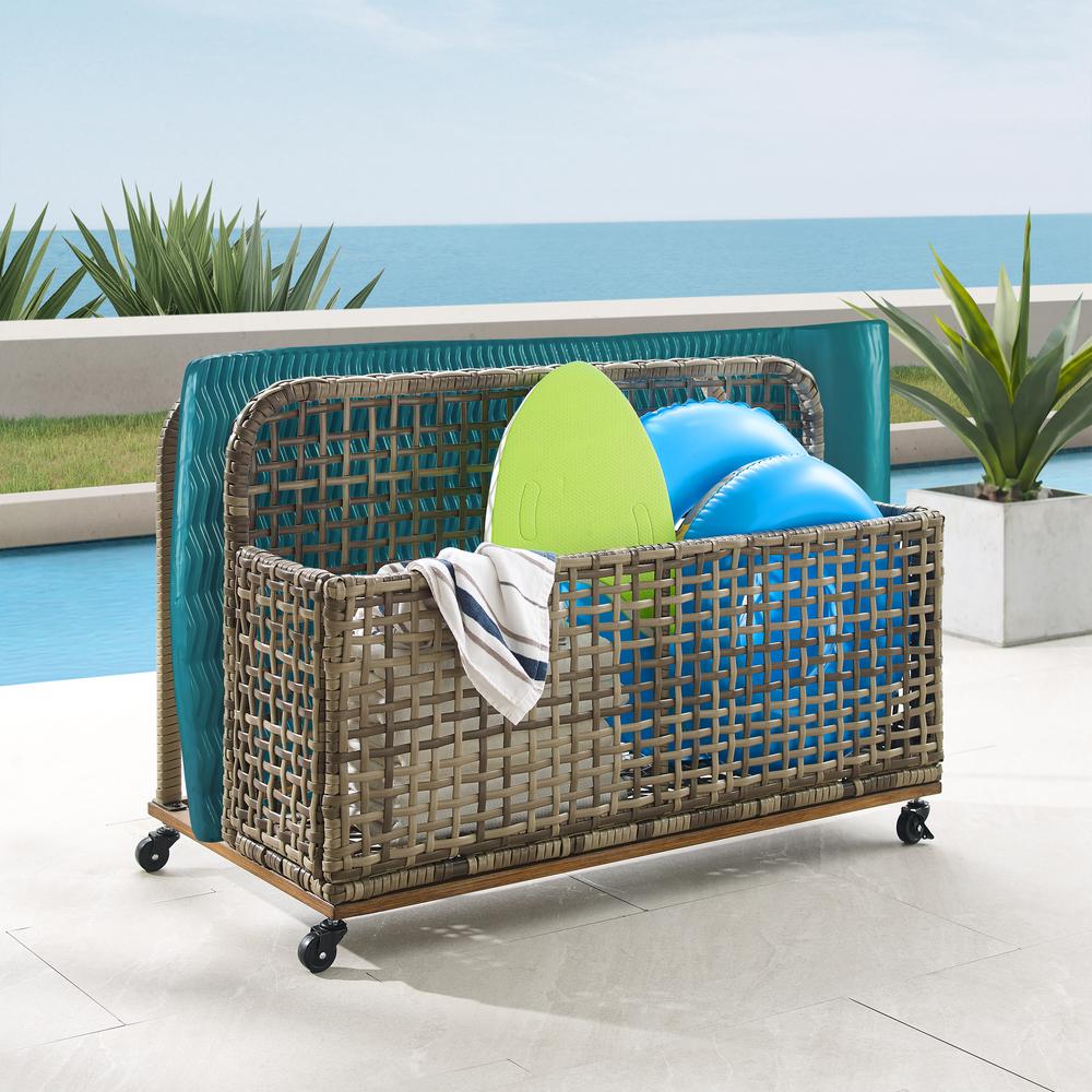 Ridley Wicker Outdoor Storage Pool Caddy. Picture 11