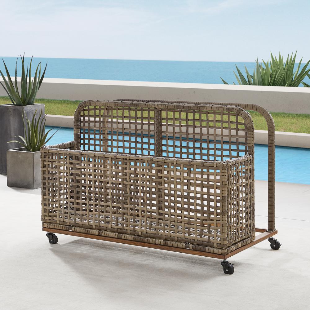 Ridley Wicker Outdoor Storage Pool Caddy. Picture 1