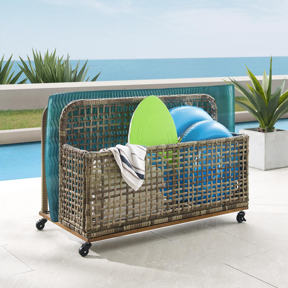 Ridley Wicker Outdoor Storage Pool Caddy. Picture 12