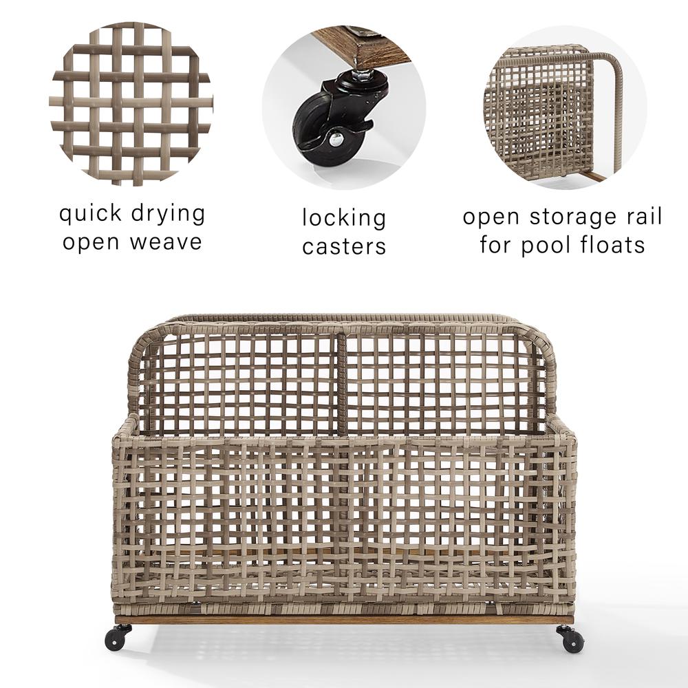 Ridley Wicker Outdoor Storage Pool Caddy. Picture 14