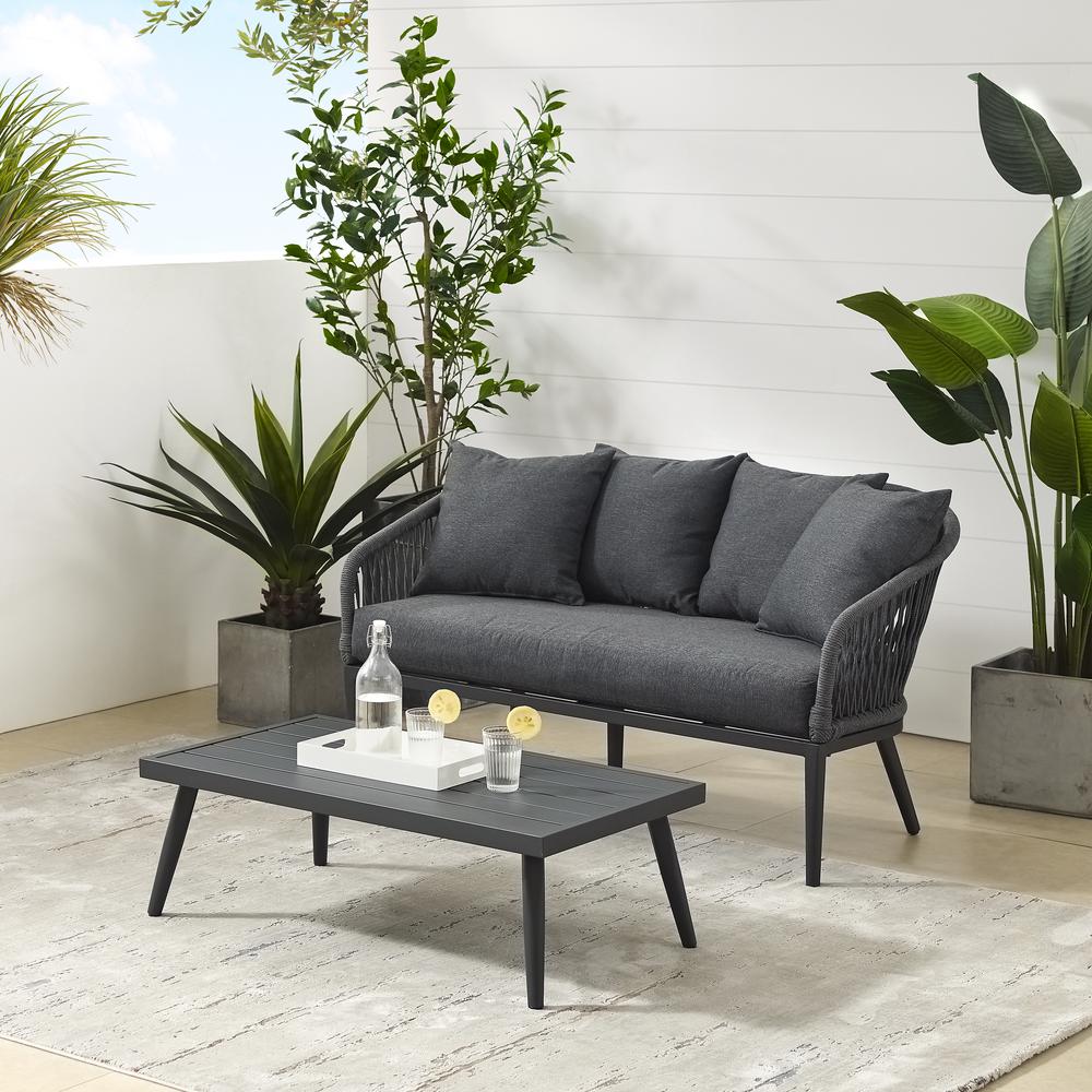 Dover 2Pc Outdoor Loveseat Patio Furniture Set - Loveseat & Coffee Table. Picture 8