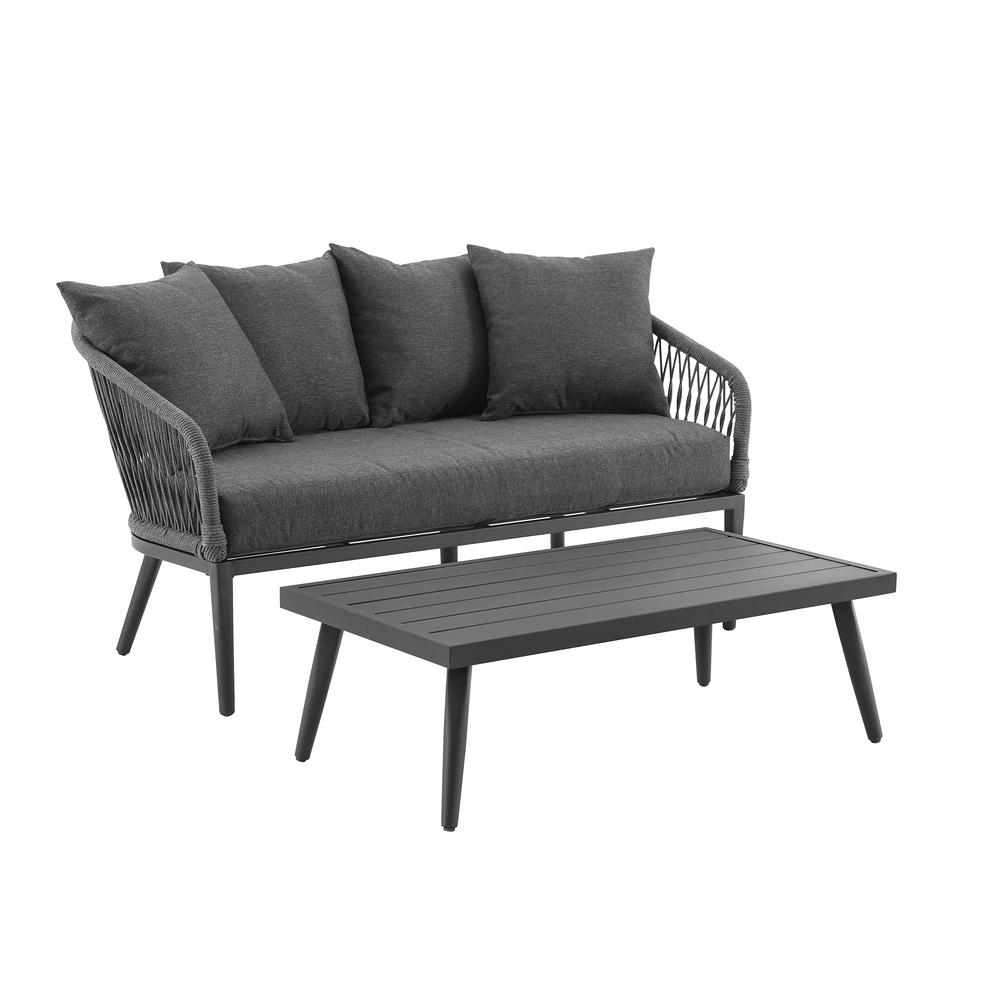 Dover 2Pc Outdoor Loveseat Patio Furniture Set - Loveseat & Coffee Table. Picture 1