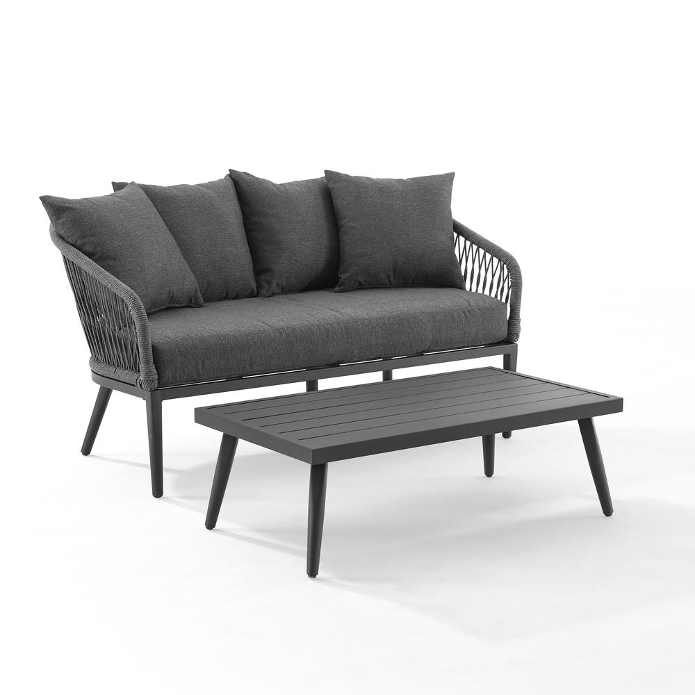 Dover 2Pc Outdoor Loveseat Patio Furniture Set - Loveseat & Coffee Table. Picture 2
