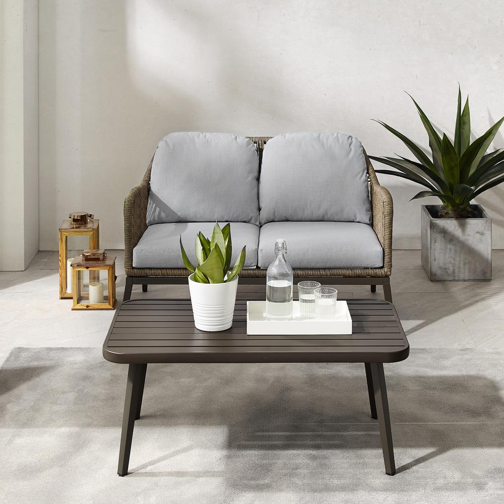 Haven 2Pc Wicker Outdoor Loveseat Patio Furniture Set - Loveseat & Coffee Table. Picture 3