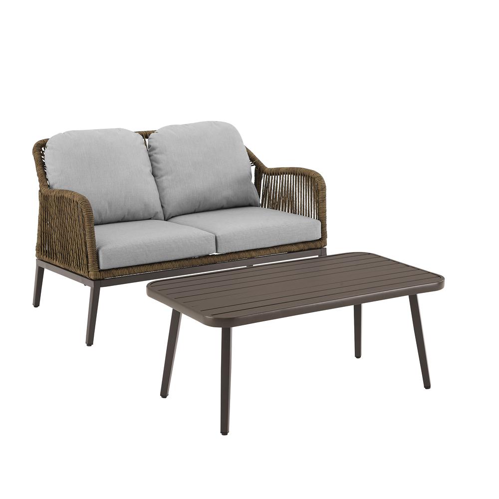 Haven 2Pc Wicker Outdoor Loveseat Patio Furniture Set - Loveseat & Coffee Table. Picture 1