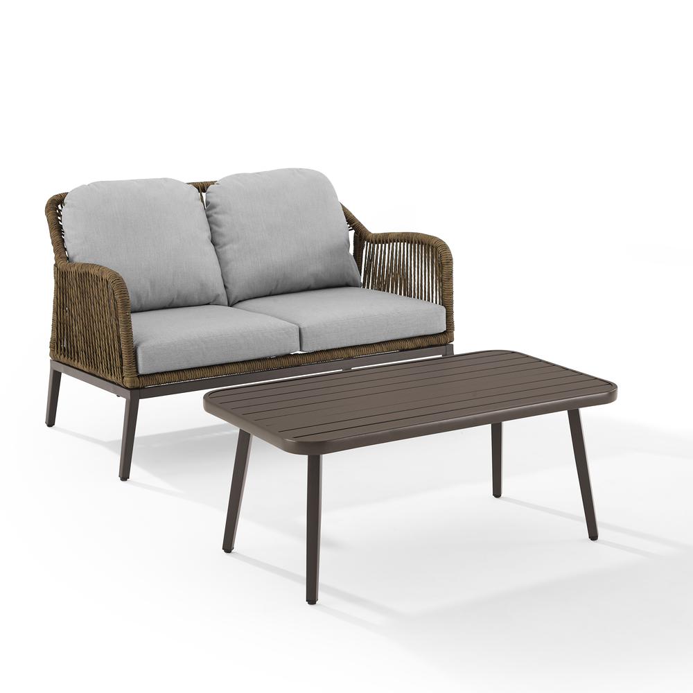Haven 2Pc Wicker Outdoor Loveseat Patio Furniture Set - Loveseat & Coffee Table. Picture 7