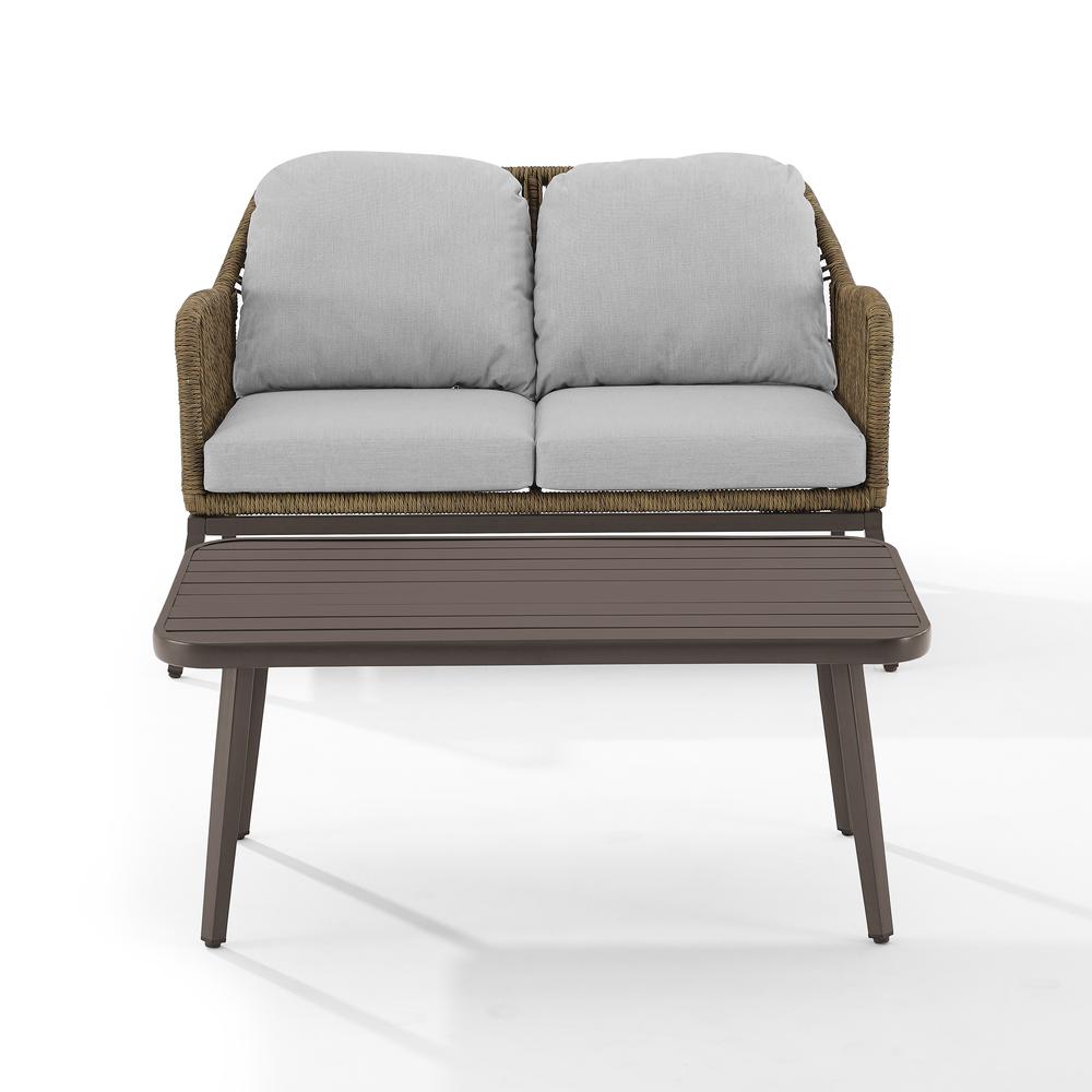 Haven 2Pc Wicker Outdoor Loveseat Patio Furniture Set - Loveseat & Coffee Table. Picture 8