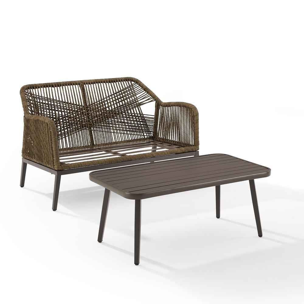 Haven 2Pc Wicker Outdoor Loveseat Patio Furniture Set - Loveseat & Coffee Table. Picture 9