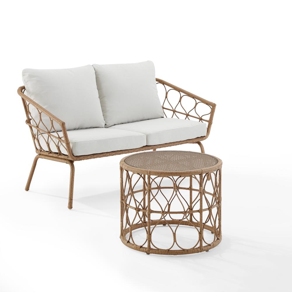Juniper 2Pc Wicker Outdoor Loveseat Patio Furniture Set. Picture 6