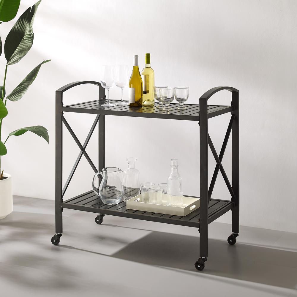 Kaplan Metal Outdoor Bar Cart. Picture 2