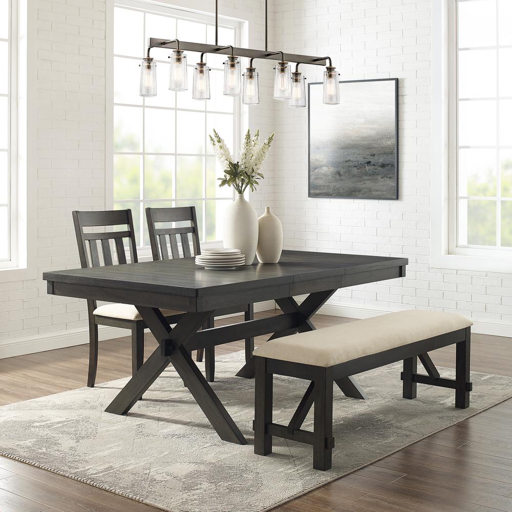 Hayden 4-Piece Dining Table Set For 5 - Table, Bench, & 2 Slat Back Chairs. Picture 2