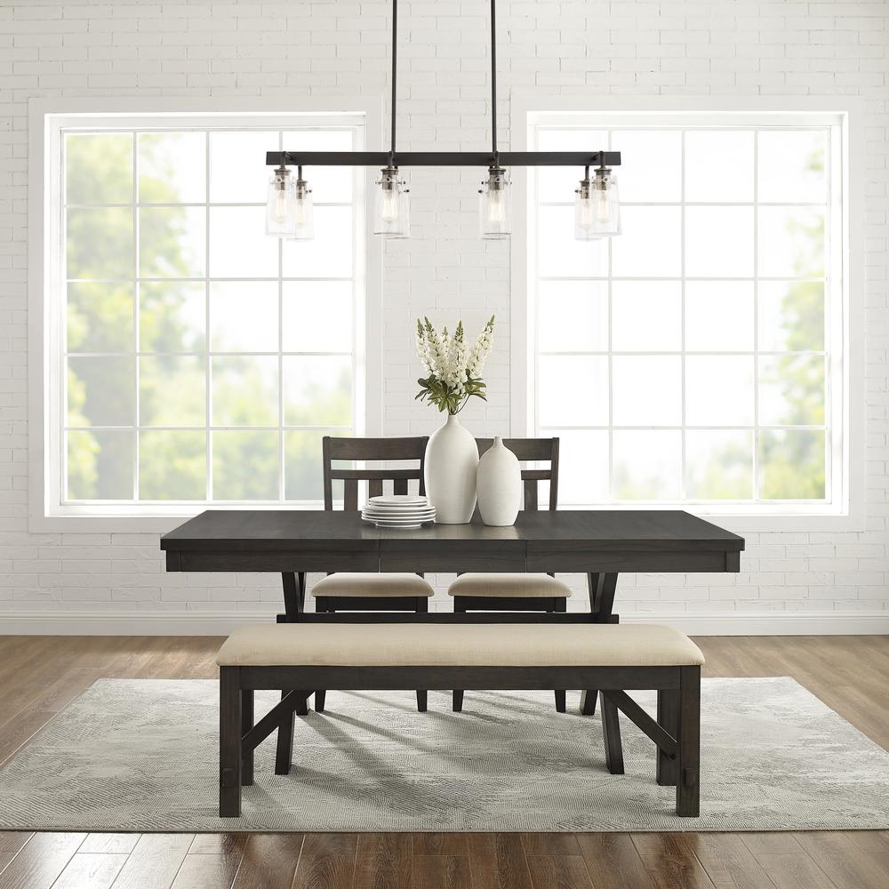 Hayden 4-Piece Dining Table Set For 5 - Table, Bench, & 2 Slat Back Chairs. Picture 3