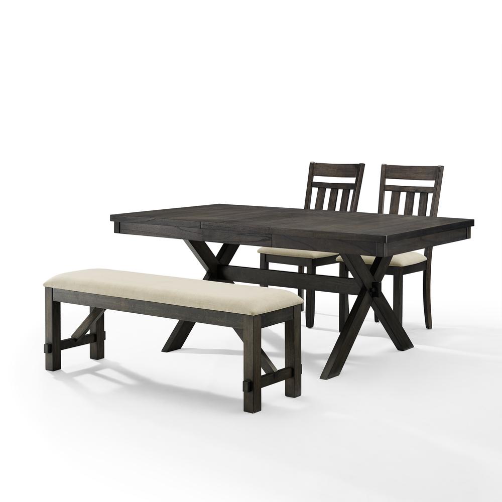 Hayden 4-Piece Dining Table Set For 5 - Table, Bench, & 2 Slat Back Chairs. Picture 6