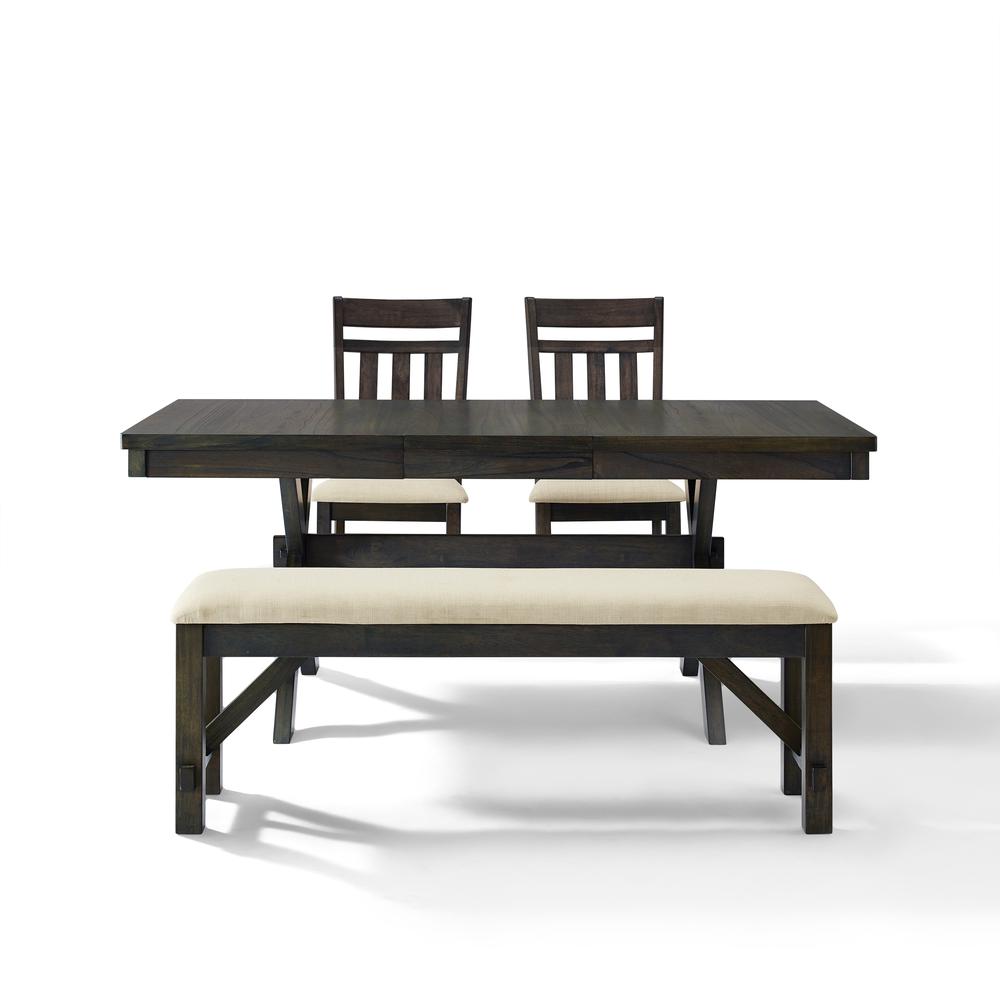 Hayden 4-Piece Dining Table Set For 5 - Table, Bench, & 2 Slat Back Chairs. Picture 7