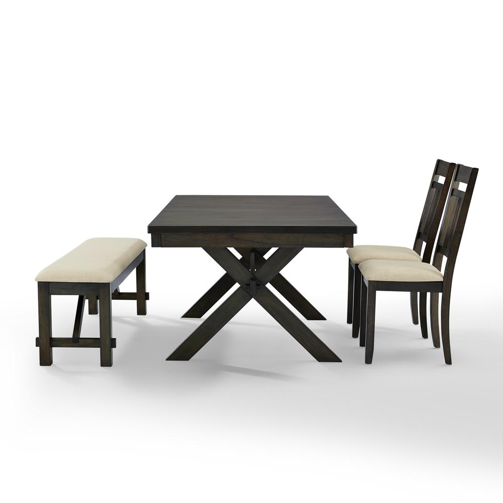 Hayden 4-Piece Dining Table Set For 5 - Table, Bench, & 2 Slat Back Chairs. Picture 8