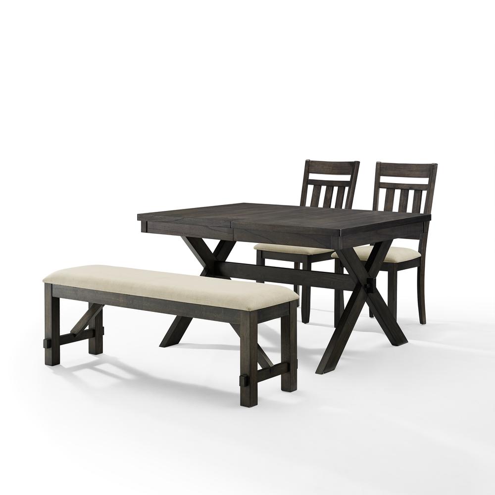 Hayden 4-Piece Dining Table Set For 5 - Table, Bench, & 2 Slat Back Chairs. Picture 9