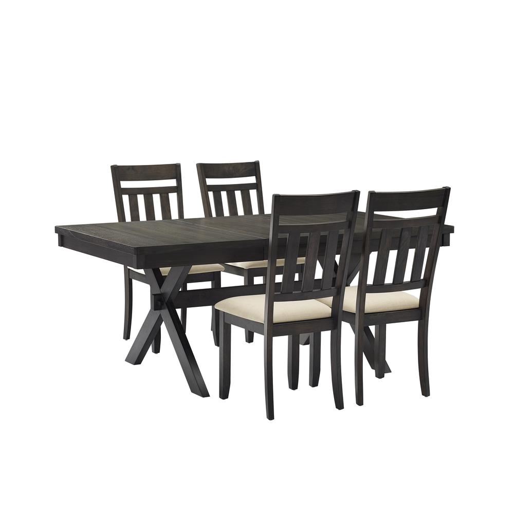 Hayden 5-Piece Dining Table Set For 4 - Table & 4 Slat Back Chairs. Picture 1