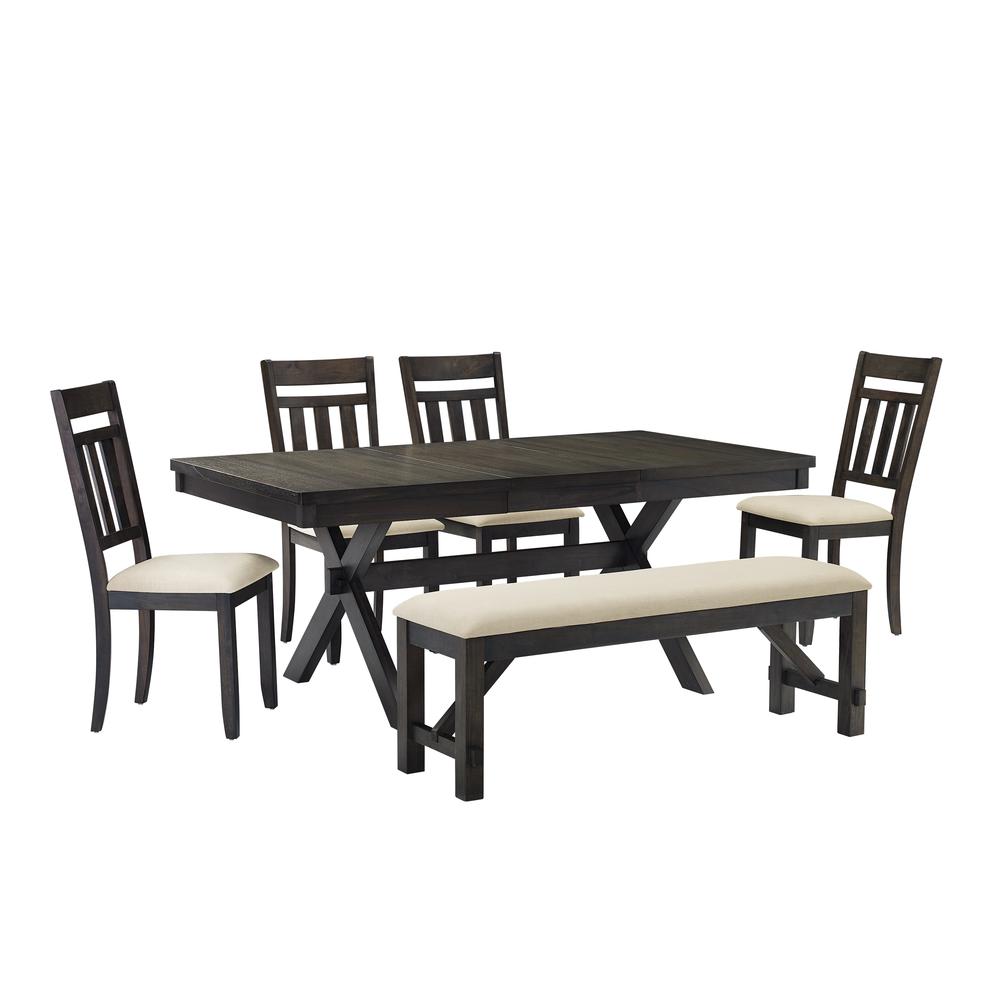 Hayden 6-Piece Dining Table Set For 7 - Table, Bench & 4 Slat Back Chairs. Picture 1
