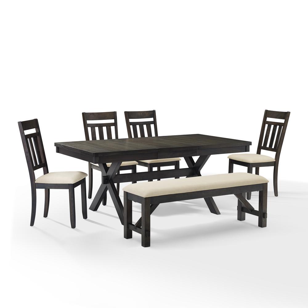 Hayden 6-Piece Dining Table Set For 7 - Table, Bench & 4 Slat Back Chairs. Picture 6