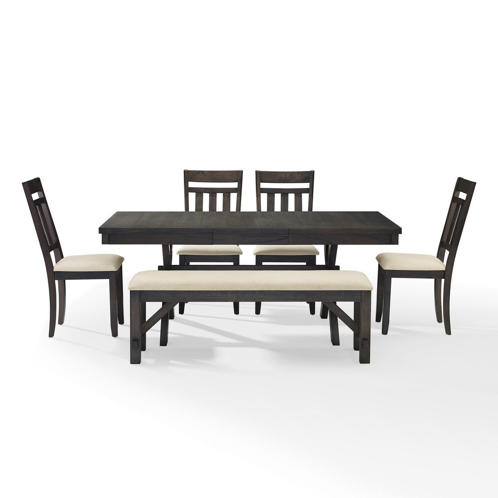 Hayden 6-Piece Dining Table Set For 7 - Table, Bench & 4 Slat Back Chairs. Picture 7