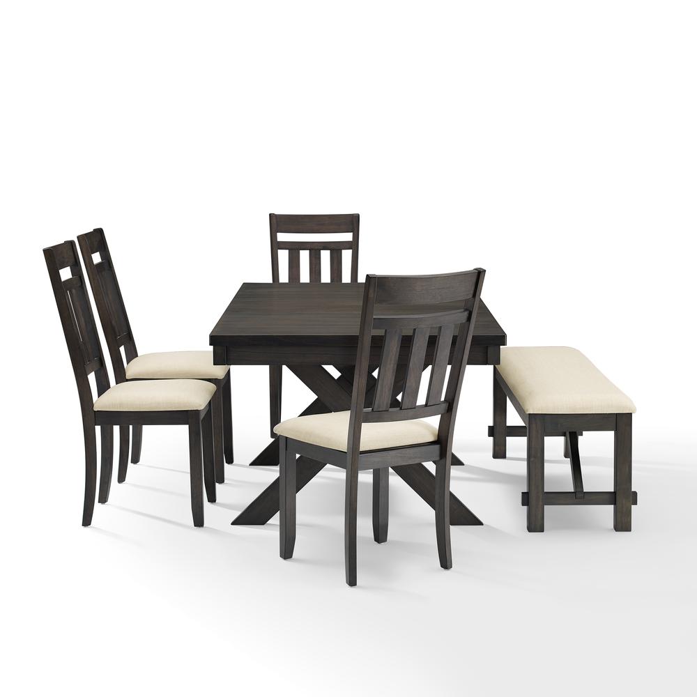 Hayden 6-Piece Dining Table Set For 7 - Table, Bench & 4 Slat Back Chairs. Picture 8