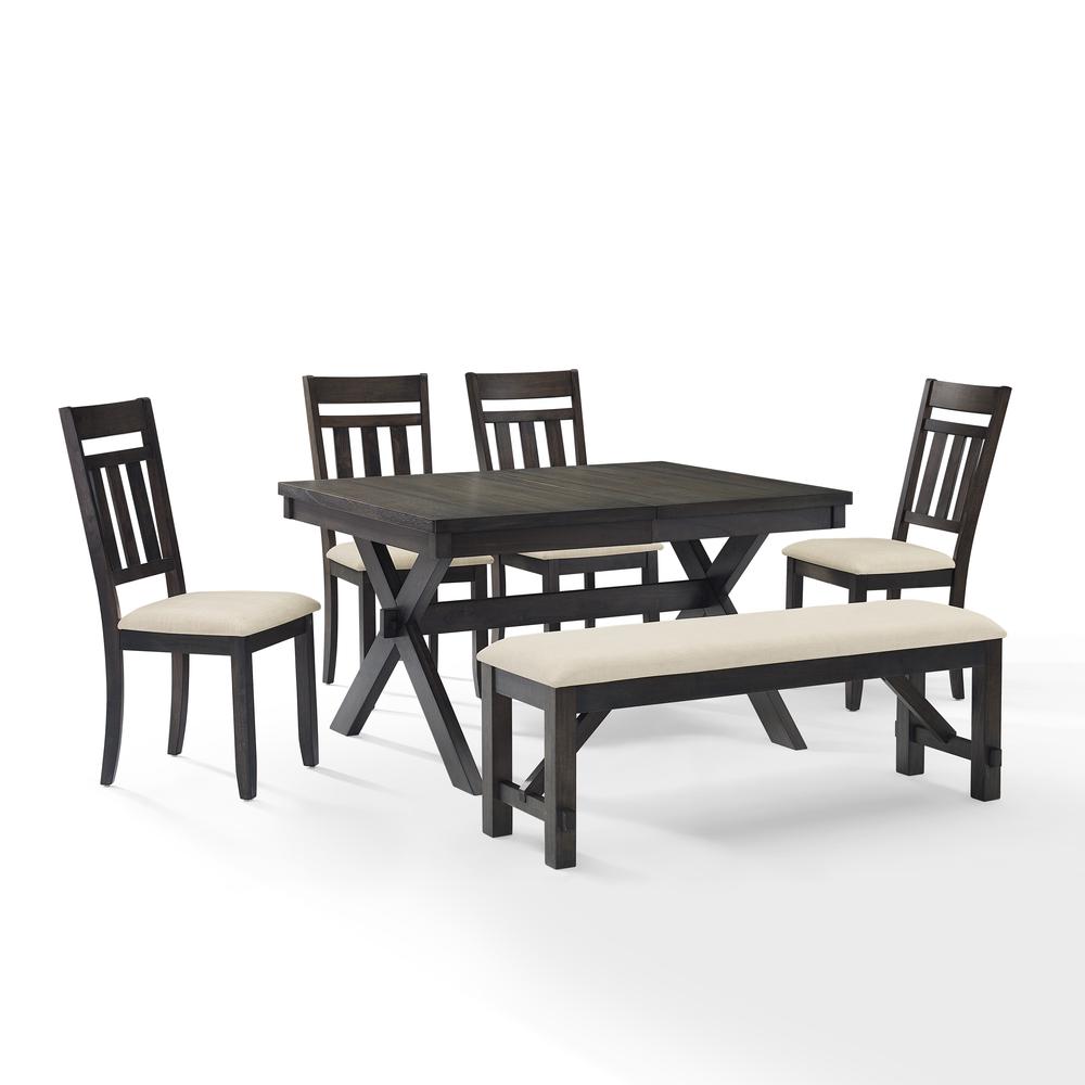 Hayden 6-Piece Dining Table Set For 7 - Table, Bench & 4 Slat Back Chairs. Picture 9