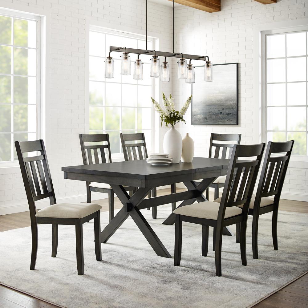 Hayden 7-Piece Dining Table Set For 6 - Table & 6 Slat Back Chairs. Picture 2
