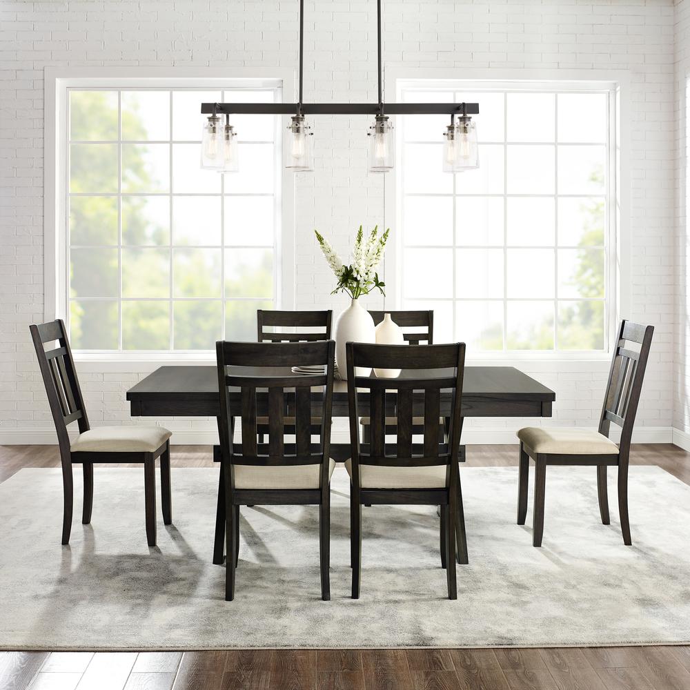 Hayden 7-Piece Dining Table Set For 6 - Table & 6 Slat Back Chairs. Picture 3