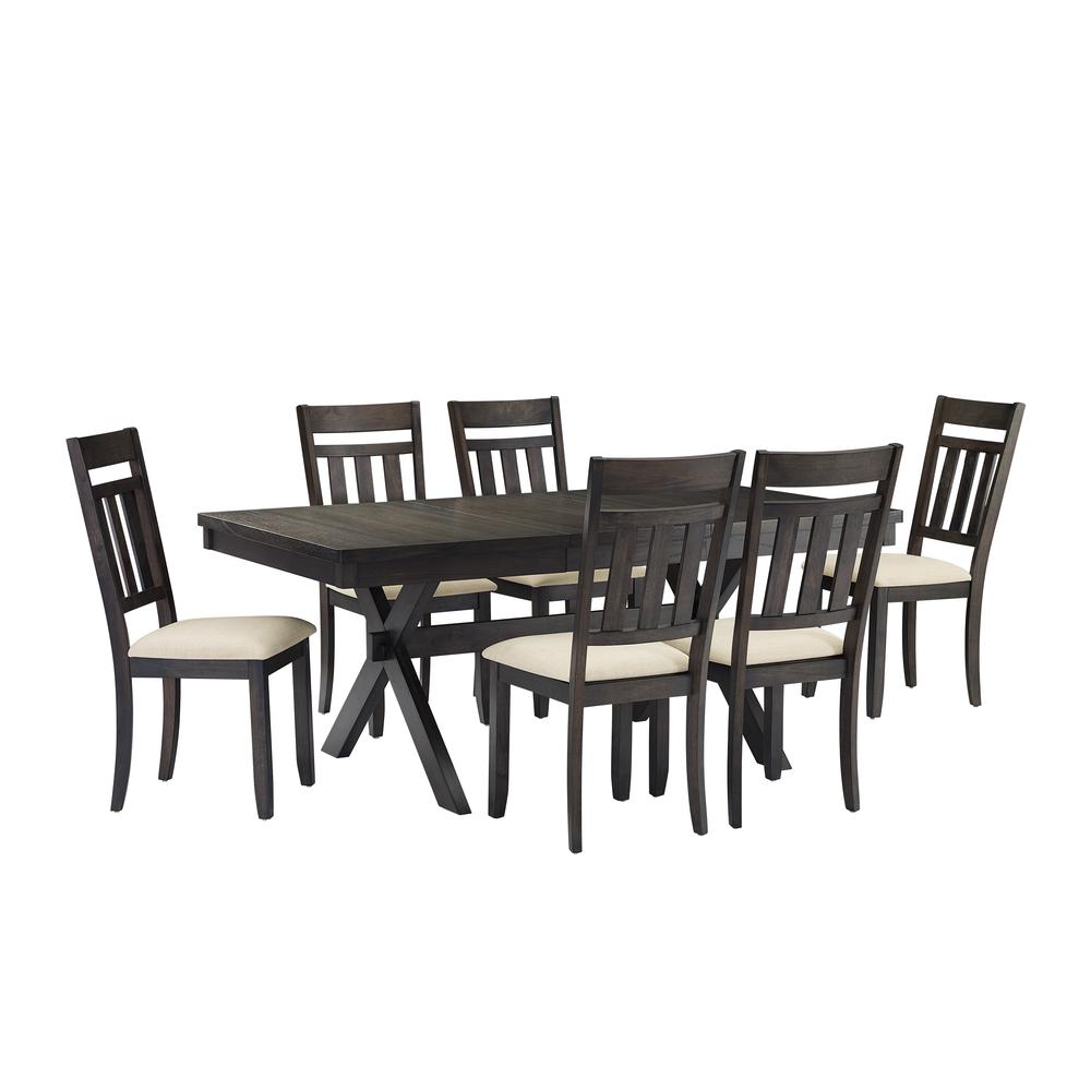 Hayden 7-Piece Dining Table Set For 6 - Table & 6 Slat Back Chairs. Picture 1