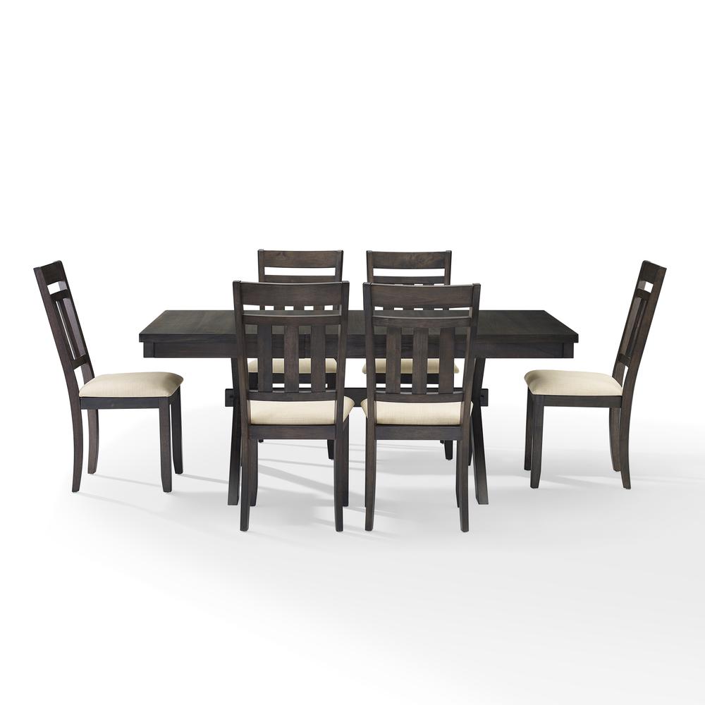 Hayden 7-Piece Dining Table Set For 6 - Table & 6 Slat Back Chairs. Picture 7
