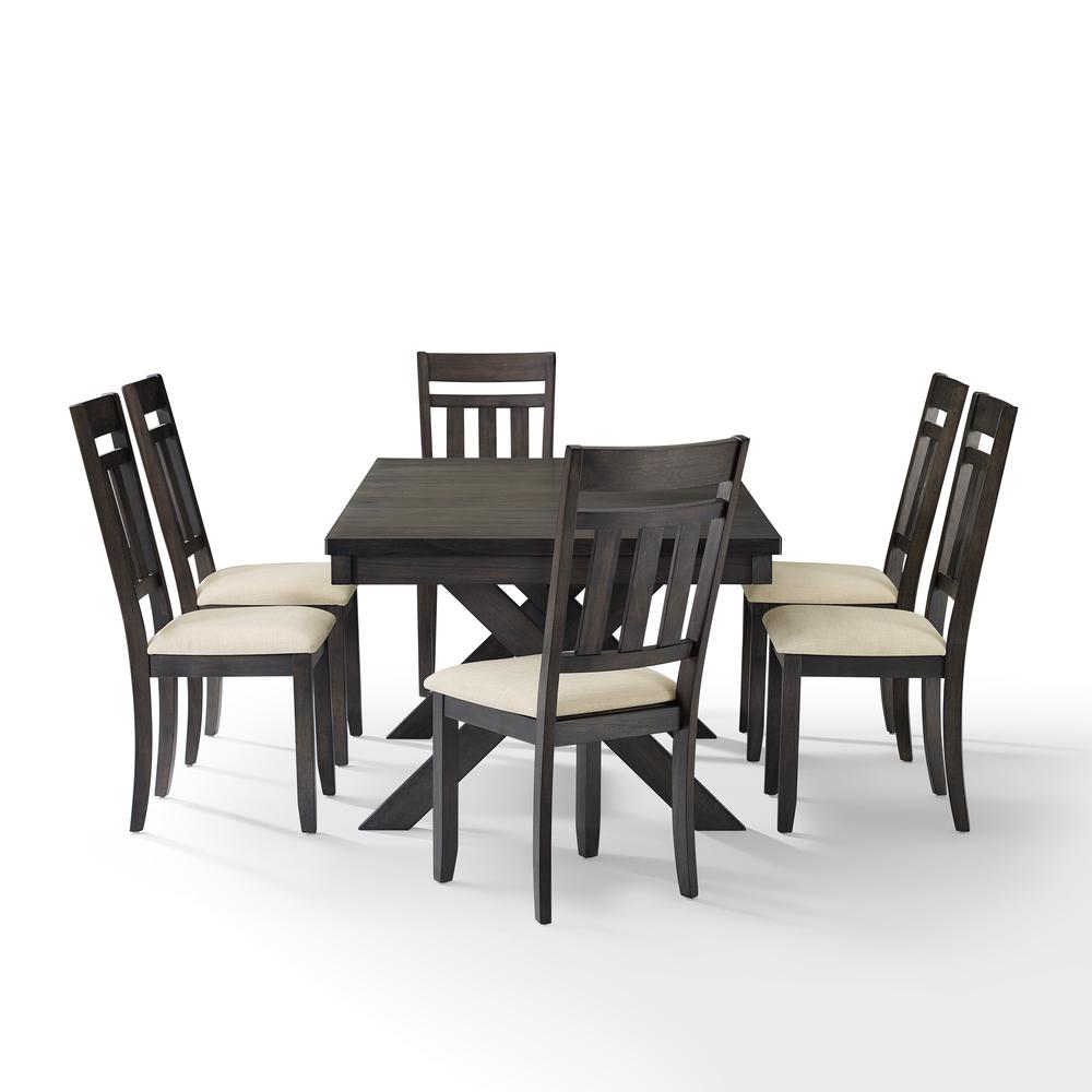 Hayden 7-Piece Dining Table Set For 6 - Table & 6 Slat Back Chairs. Picture 8