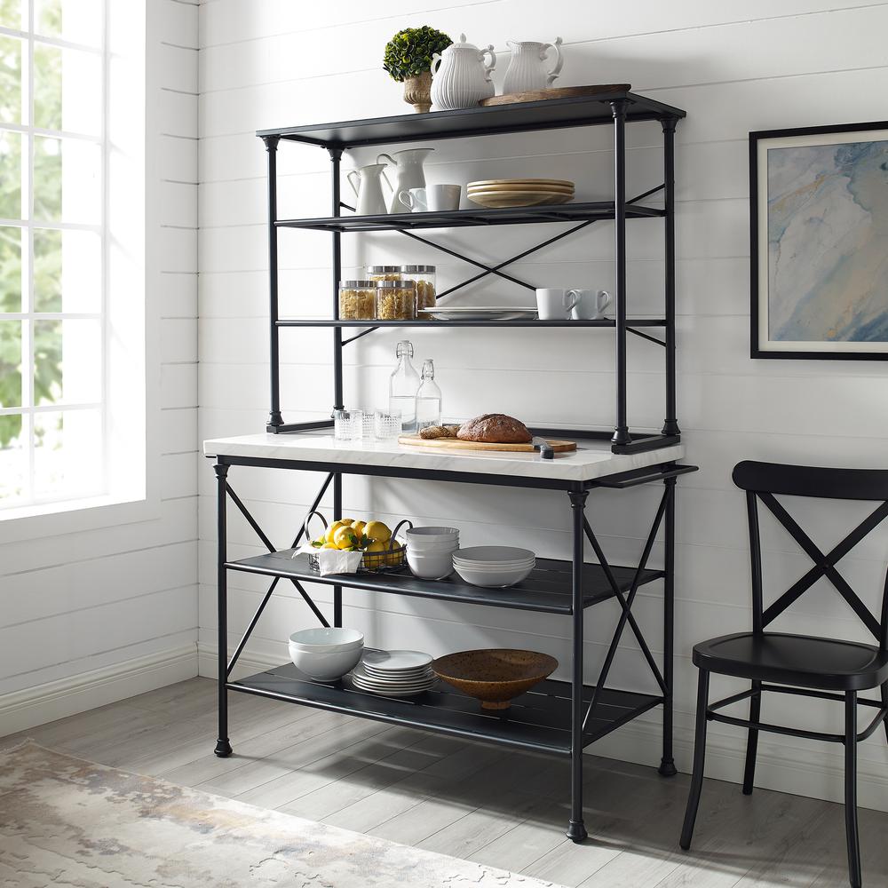 Madeleine 2Pc Kitchen Island & Hutch Set Matte Black - Sideboard, Hutch. Picture 2