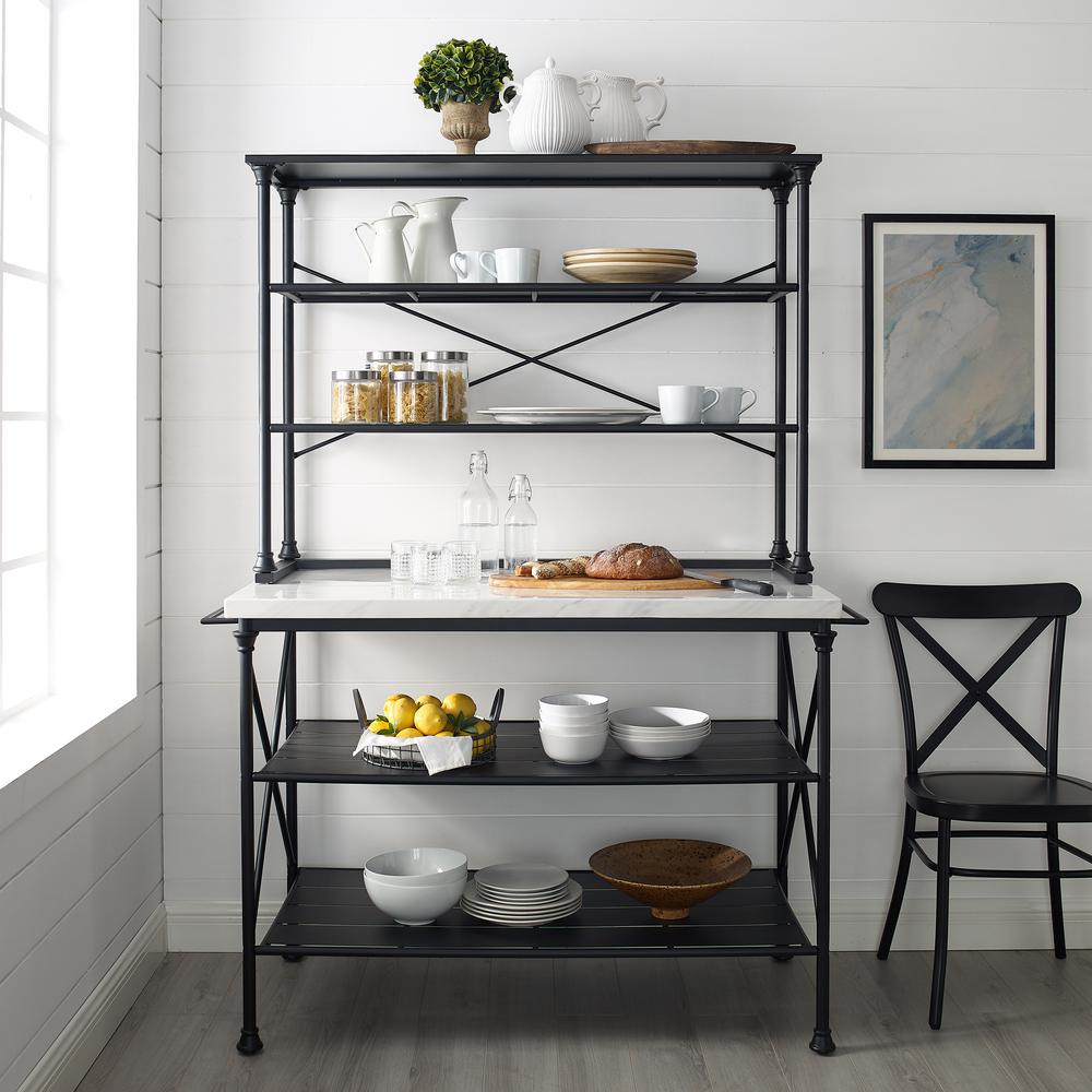 Madeleine 2Pc Kitchen Island & Hutch Set Matte Black - Sideboard, Hutch. Picture 3