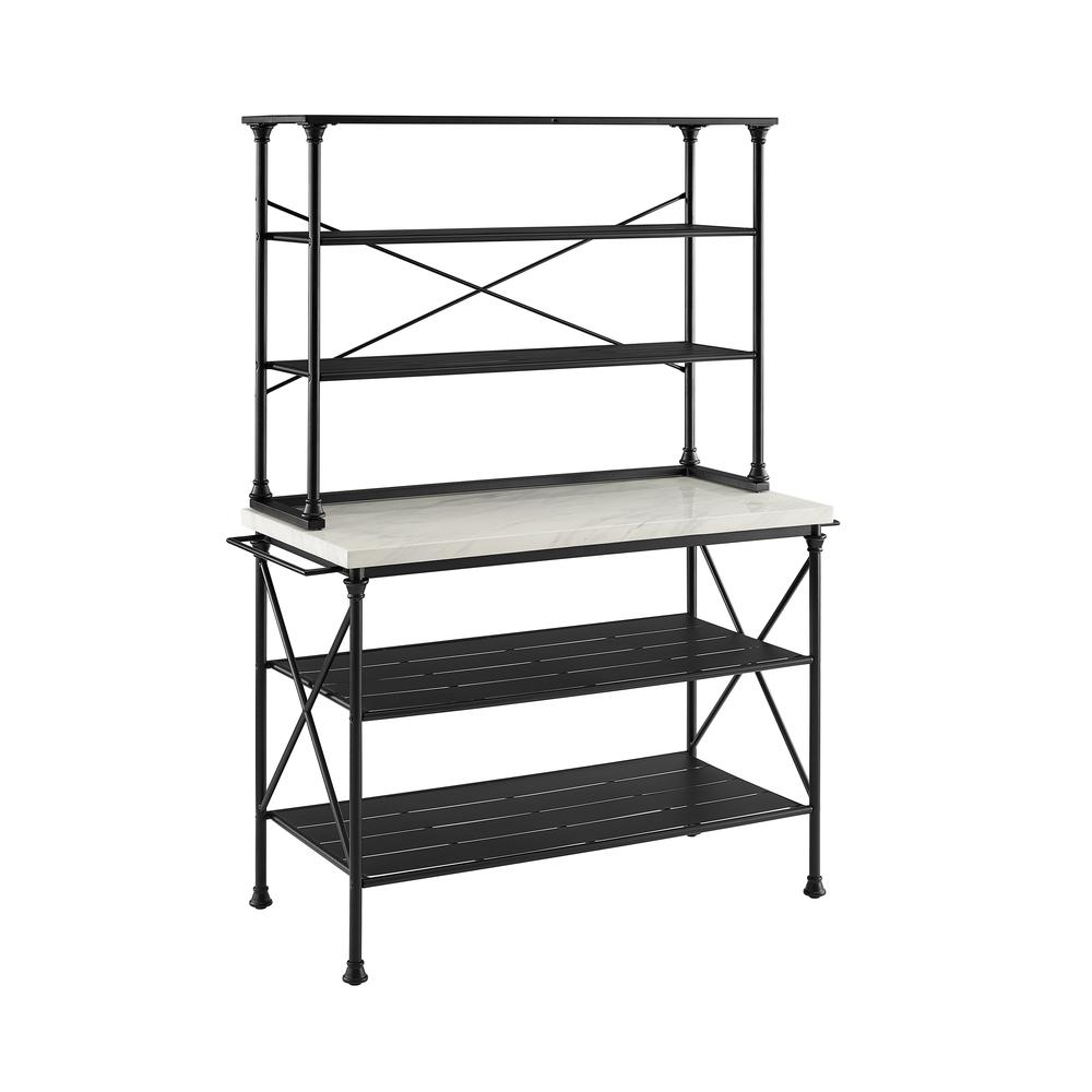 Madeleine 2Pc Kitchen Island & Hutch Set Matte Black - Sideboard, Hutch. Picture 1