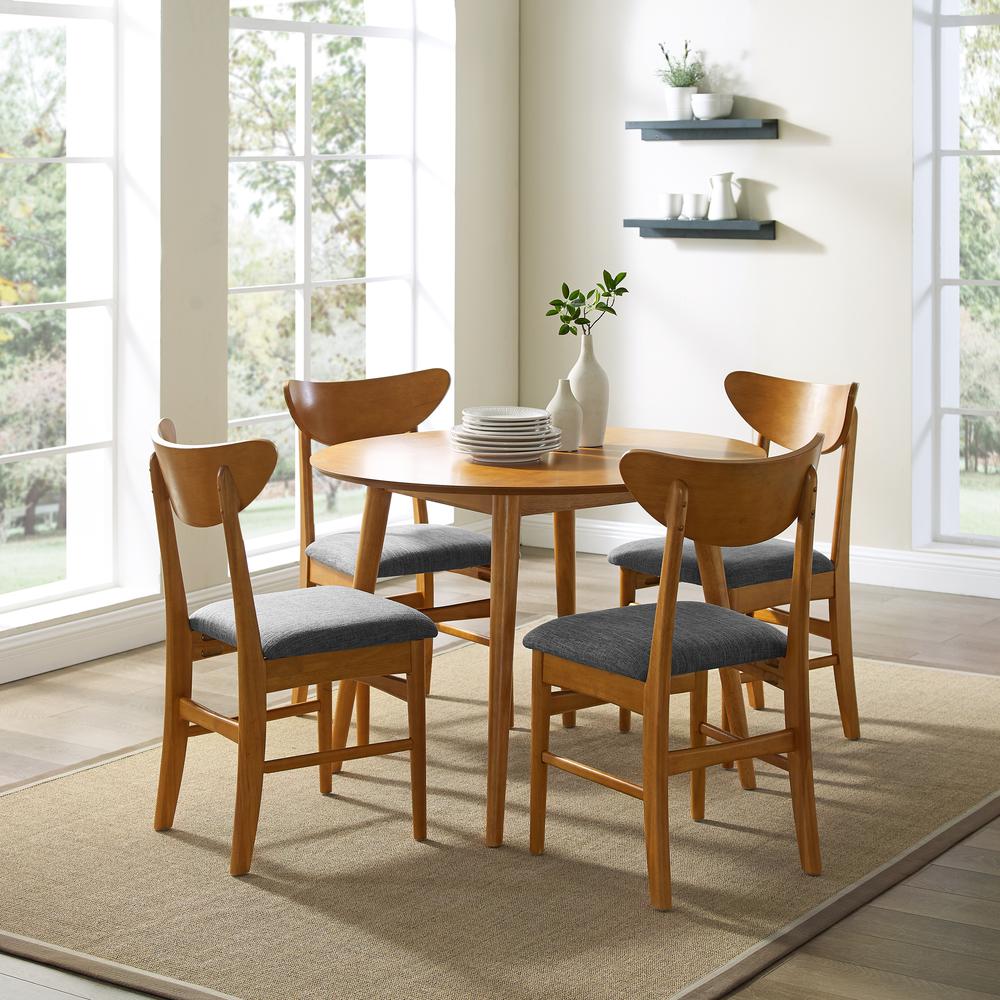 Landon 5Pc Round Dining Set Acorn - Table & 4 Wood Back Chairs. Picture 2