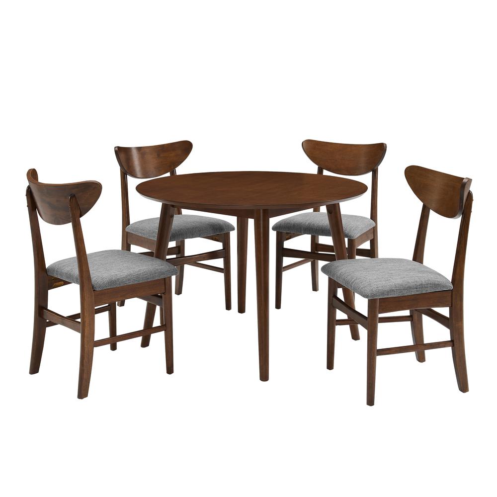 Landon 5Pc Round Dining Set Mahogany - Table & 4 Wood Back Chairs. Picture 1