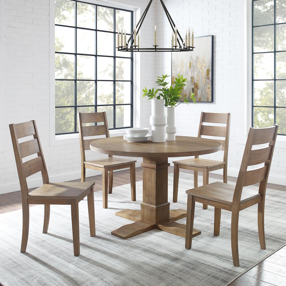Joanna 5-Piece Round Dining Table Set For 4 - Round Table & 4 Ladder-Back Chairs. Picture 2