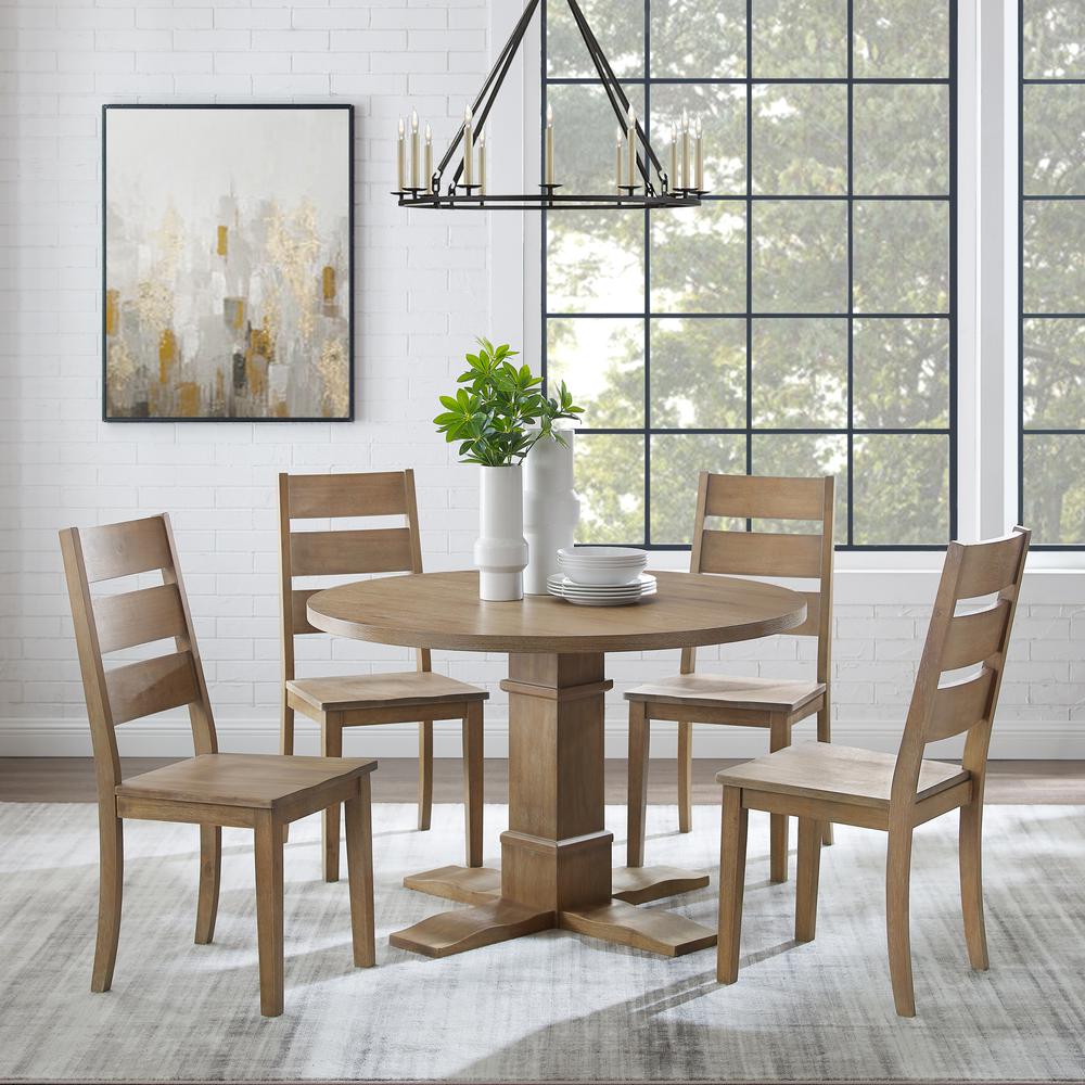 Joanna 5-Piece Round Dining Table Set For 4 - Round Table & 4 Ladder-Back Chairs. Picture 3