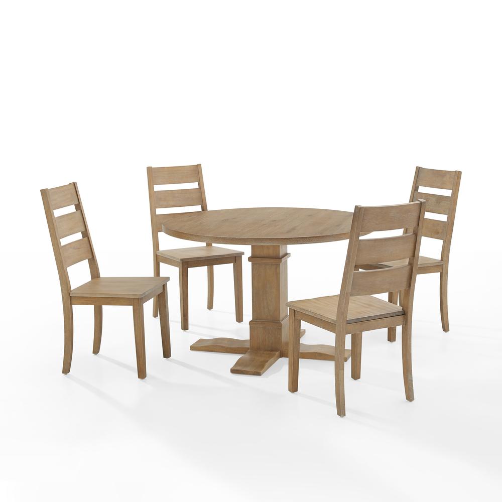 Joanna 5-Piece Round Dining Table Set For 4 - Round Table & 4 Ladder-Back Chairs. Picture 5